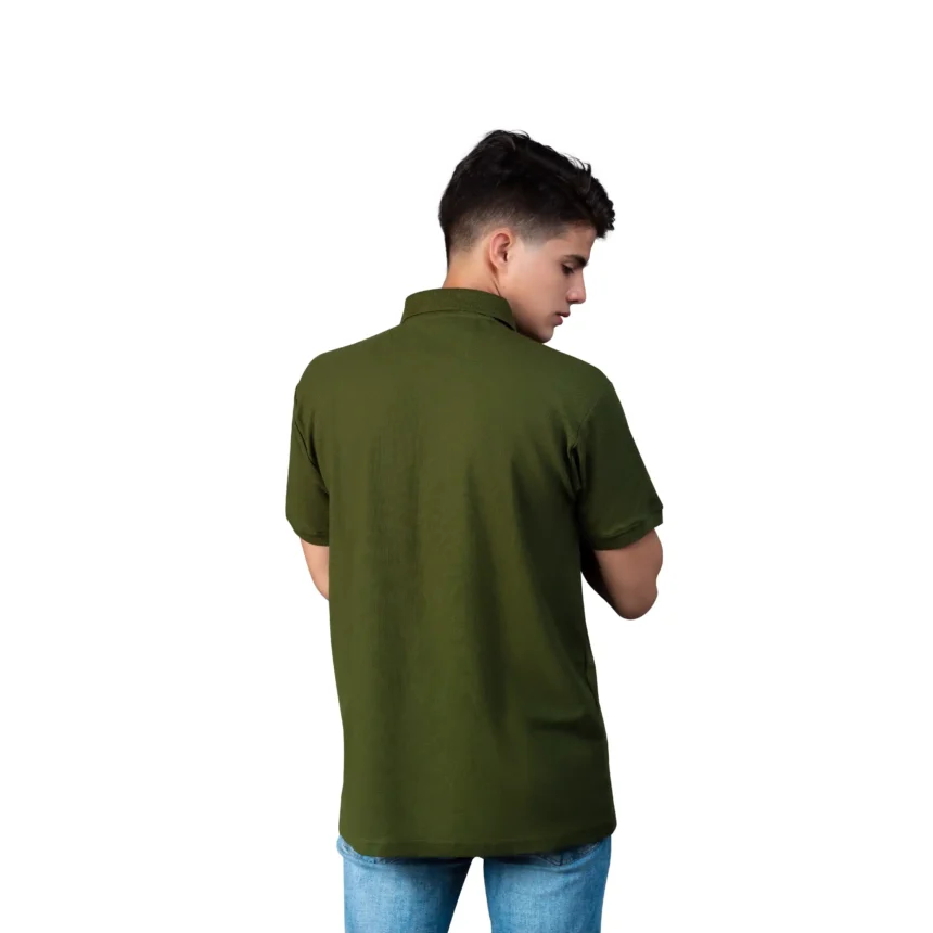 Polo Casual con Bolsillo de Algodón Pique para Hombre Classique_Verde Militar_3